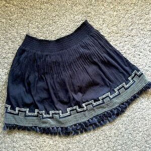 J. Crew Boho Fringe Trim Embroidered Mini Skirt